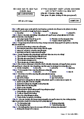 Bộ đề thi khảo sát chất lượng học sinh Lớp 12 môn Giáo dục công dân năm 2017 - Sở GD & ĐT Quảng Nam